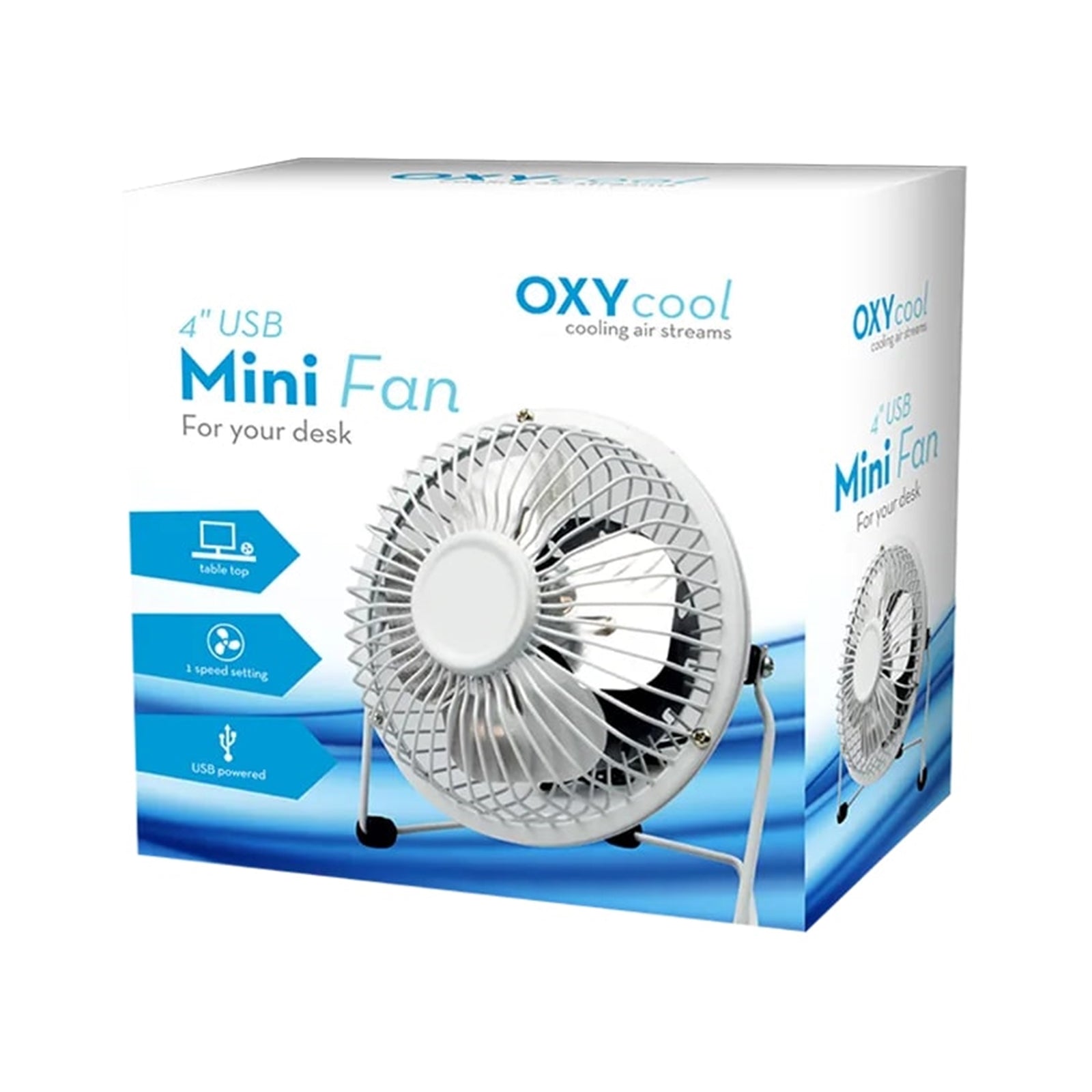 4" USB Mini Desk Fan, Portable, Single-Speed, Adjustable Tilt, Compact Tabletop Fan for Office, Home & Laptop Use (White)