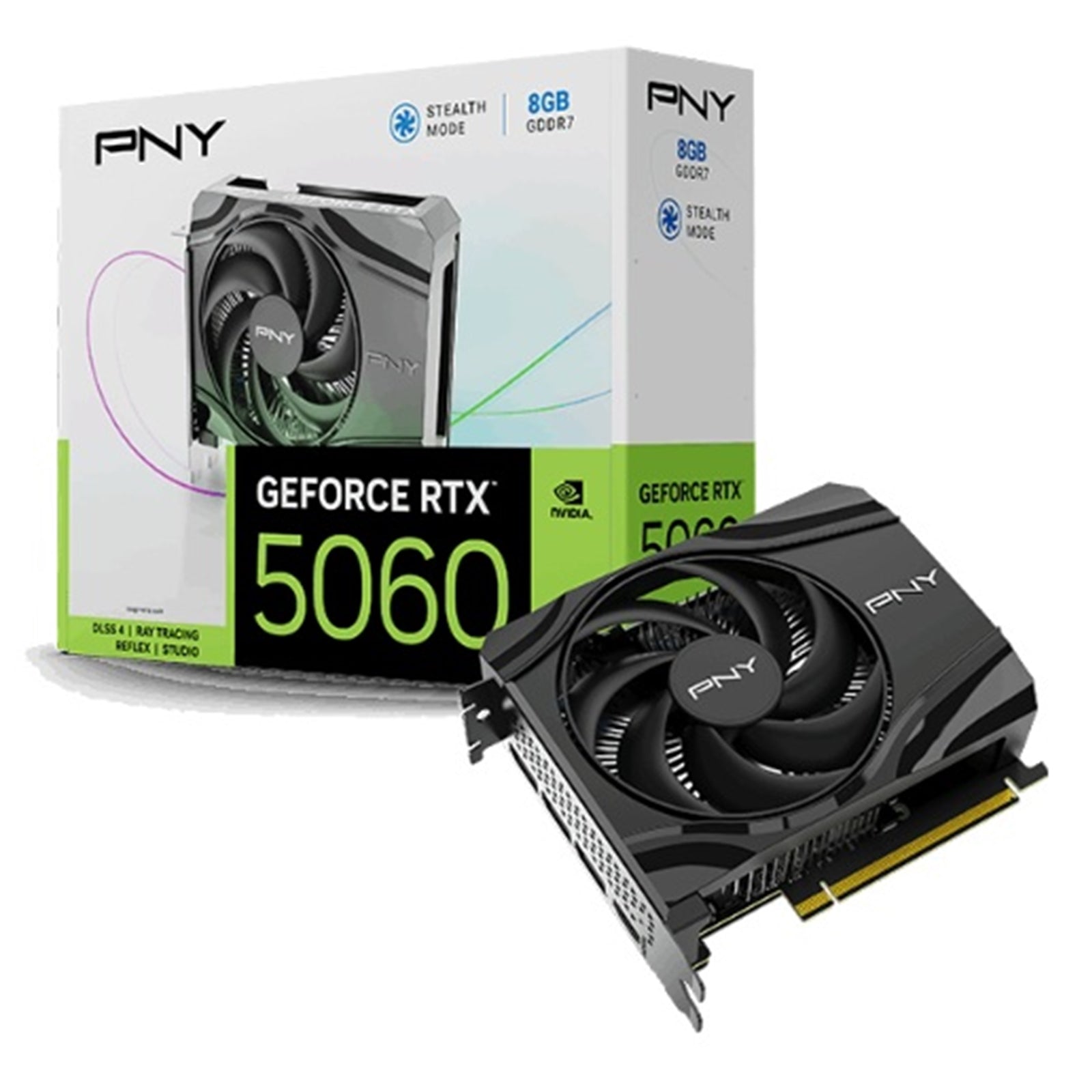 PNY NVIDIA GeForce RTX 5060 8GB GDDR7 Graphics Card, 3840 CUDA Cores, 2280 MHz Core Clock, Single Fan, 3x DisplayPorts / 1x HDMI Port