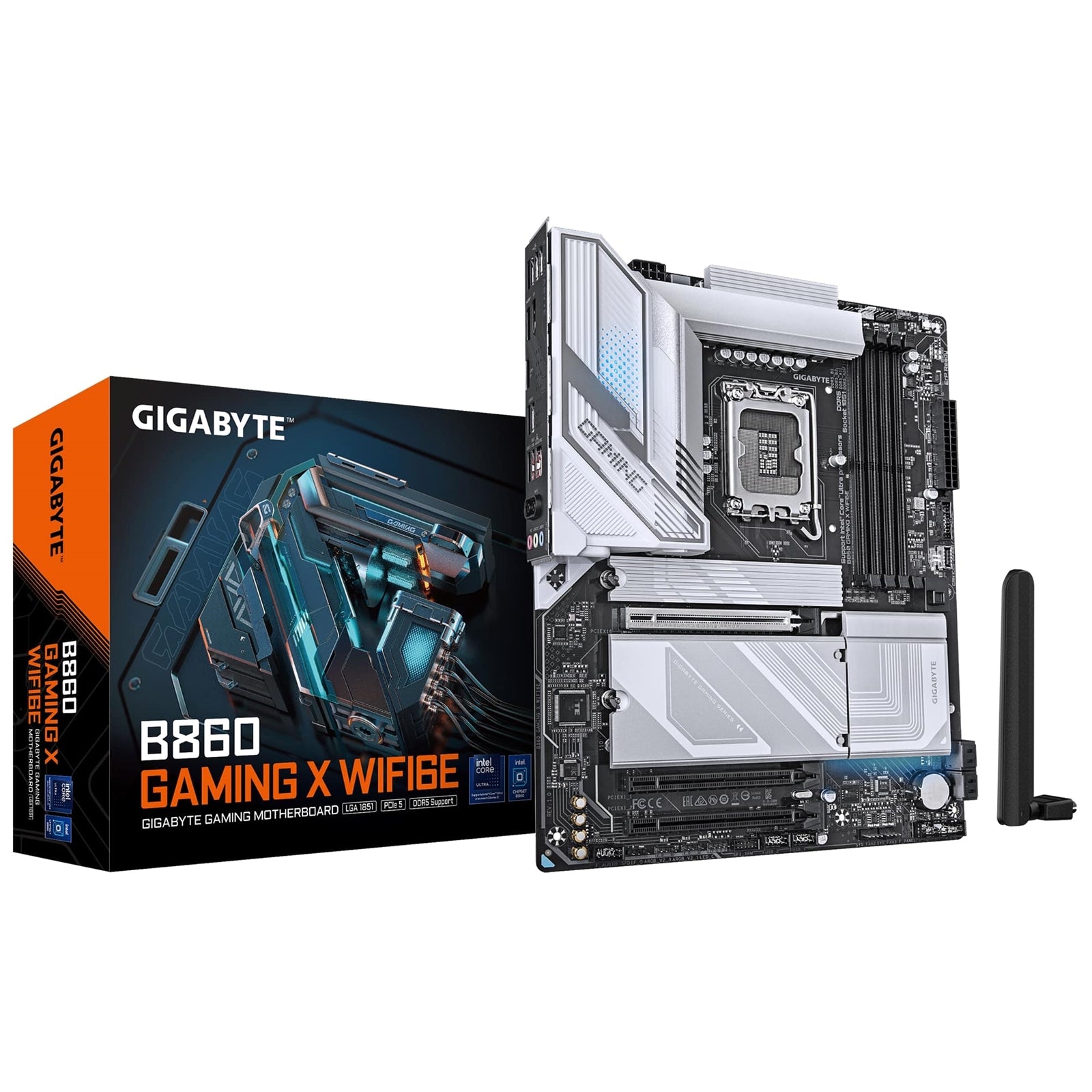 Gigabyte B860 GAMING X WIFI6E Intel 1851 Socket Motherboard, ATX, 4x DDR5 Slots, 3x M.2 Sockets, Fitted I/O Shield, 2.5GbE LAN, Wi-Fi 6E, 1x DisplayPort / 1x HDMI / 1x USB-C (USB4)